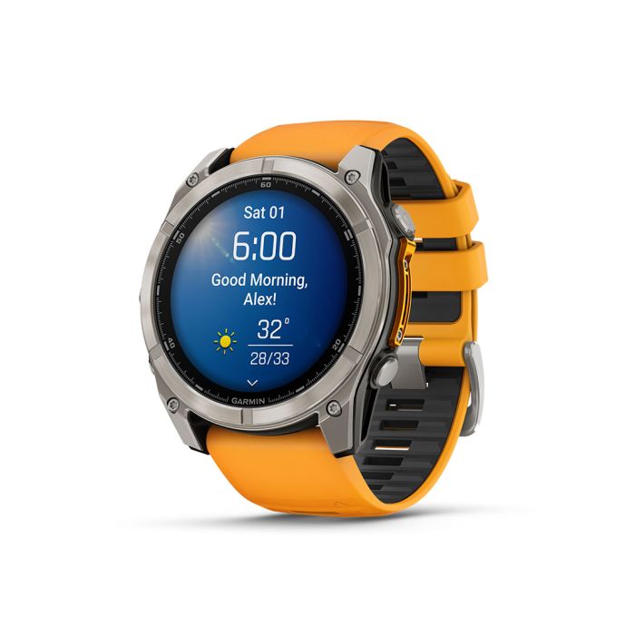 fēnix® 8 – 47 mm, AMOLED, Sapphire, Titanium med Spark Orange/Graphite silikonerem 1