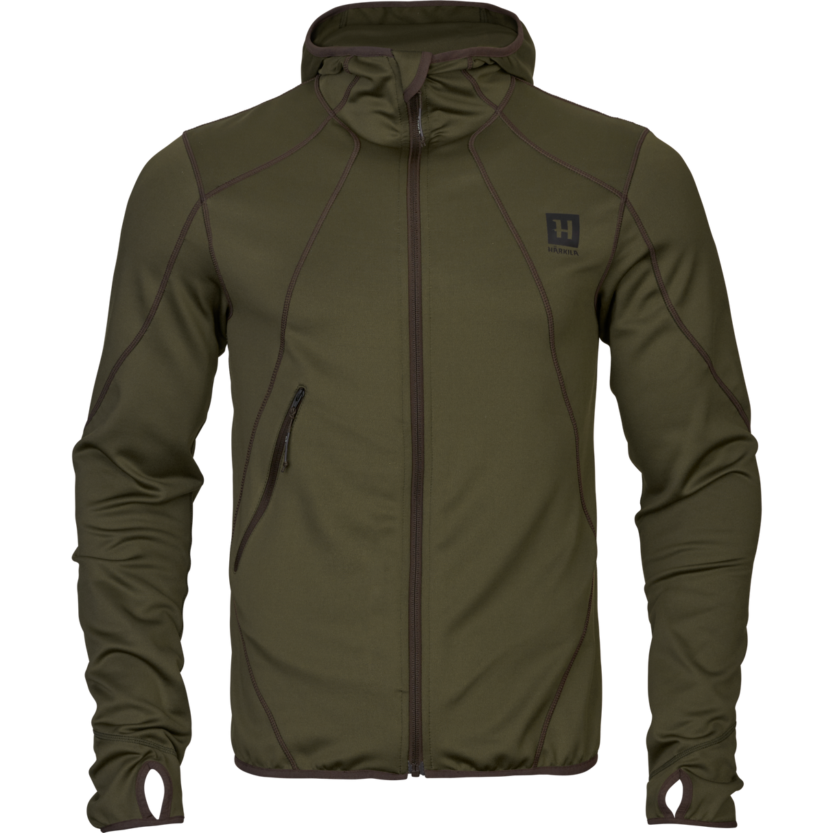 Deer Stalker Fleece-huvtröja med full dragkedja Willow green - Härkila