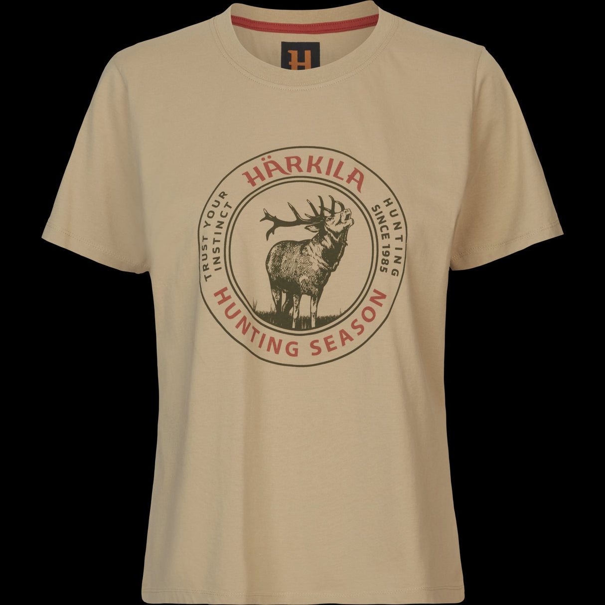 Stag Badge Kortärmad T-shirt för kvinnor Sand - Härkila