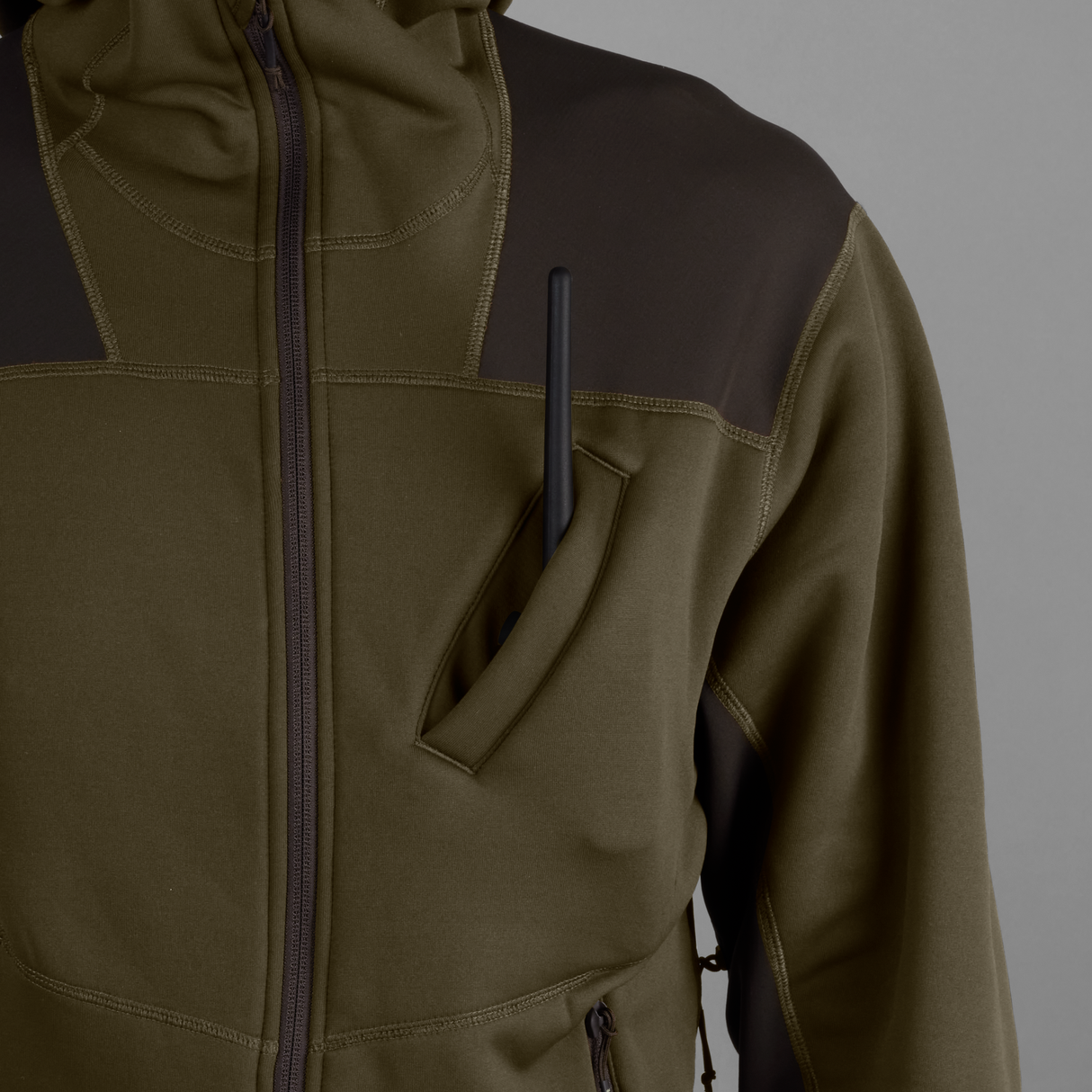 Deer Stalker fleece-hoodie Willow green/Shadow brown - Härkila