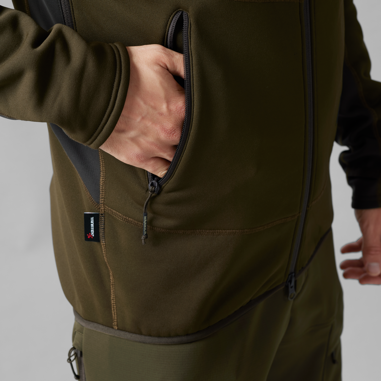 Deer Stalker fleece-hoodie Willow green/Shadow brown - Härkila