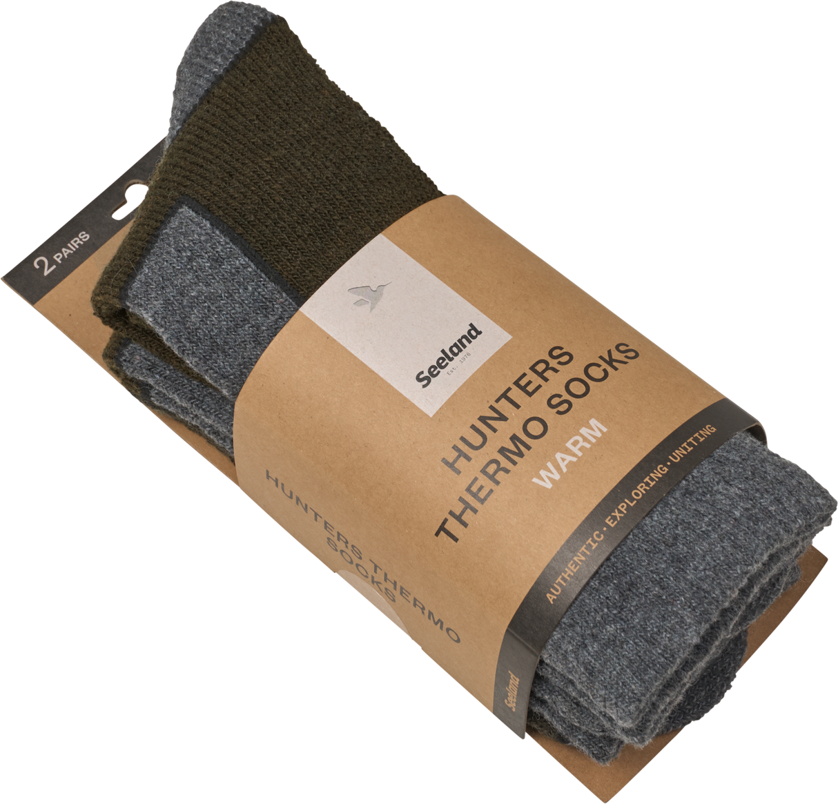 Field Thermo Strumpor - 2Pack - Pine Green Melange/Grey Melange – Seeland