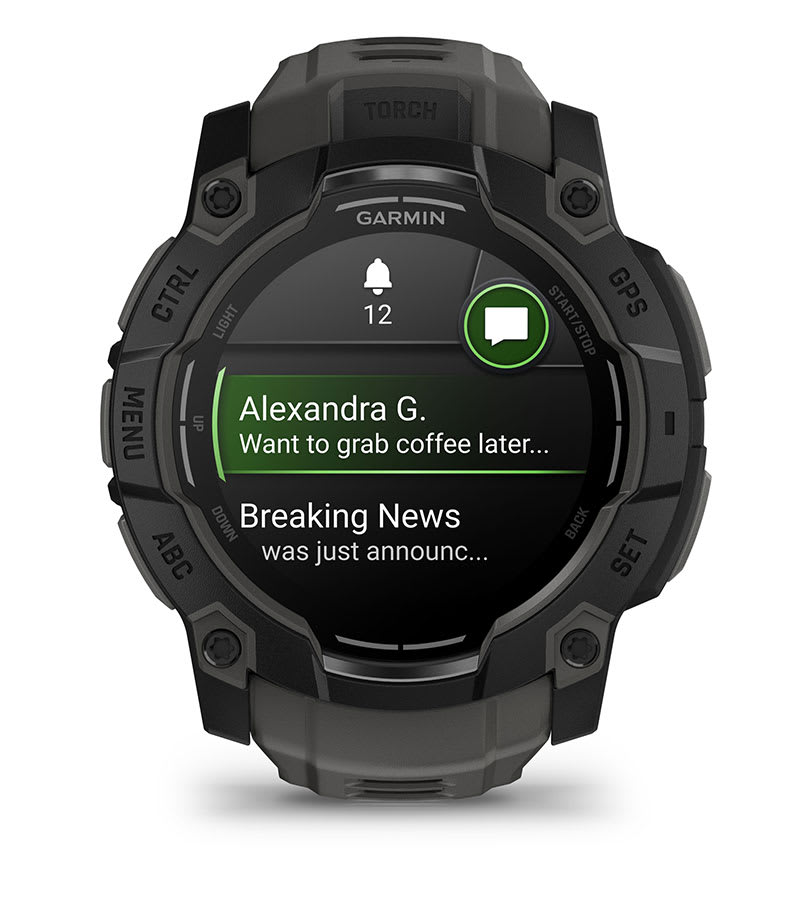 Instinct® 3 – 50 mm, AMOLED, Svart med Charcoal rem – Garmin