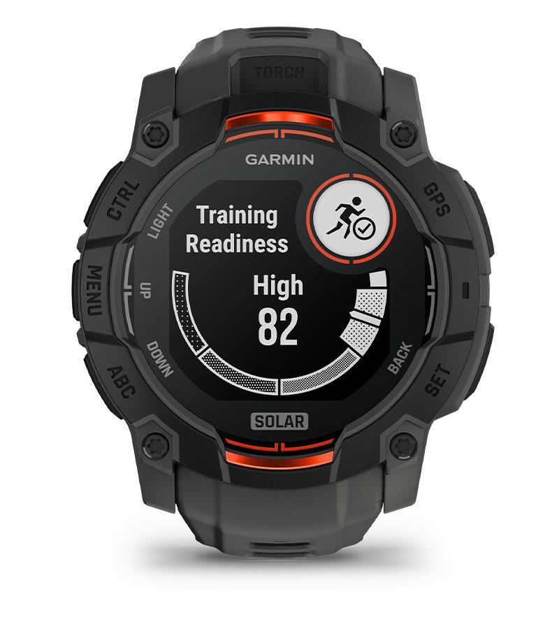 Instinct® 3 – 50 mm, Solar, Svart med Charcoal Rem – Garmin