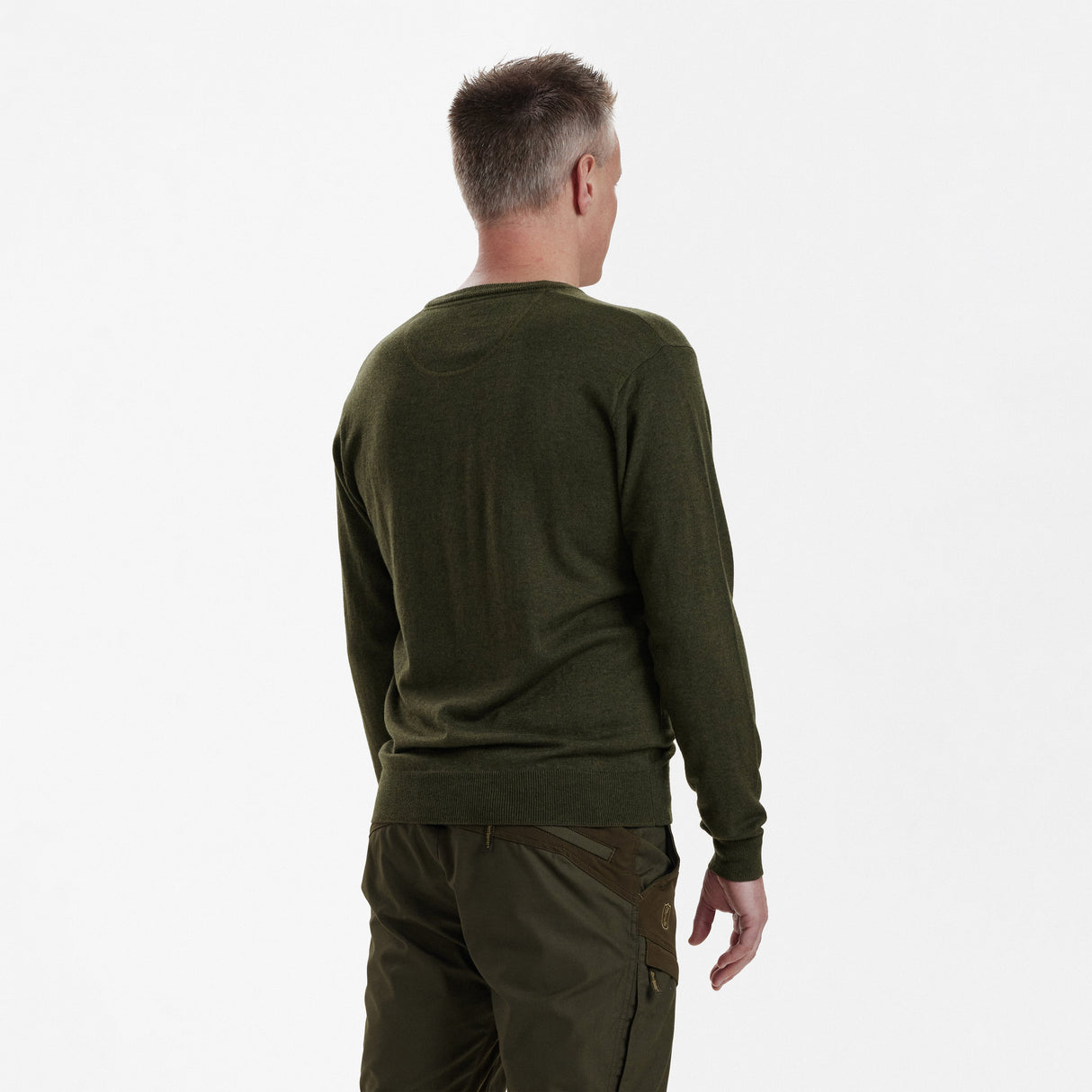 Kingston Stickad tröja med V-hals - Green Melange – Deerhunter
