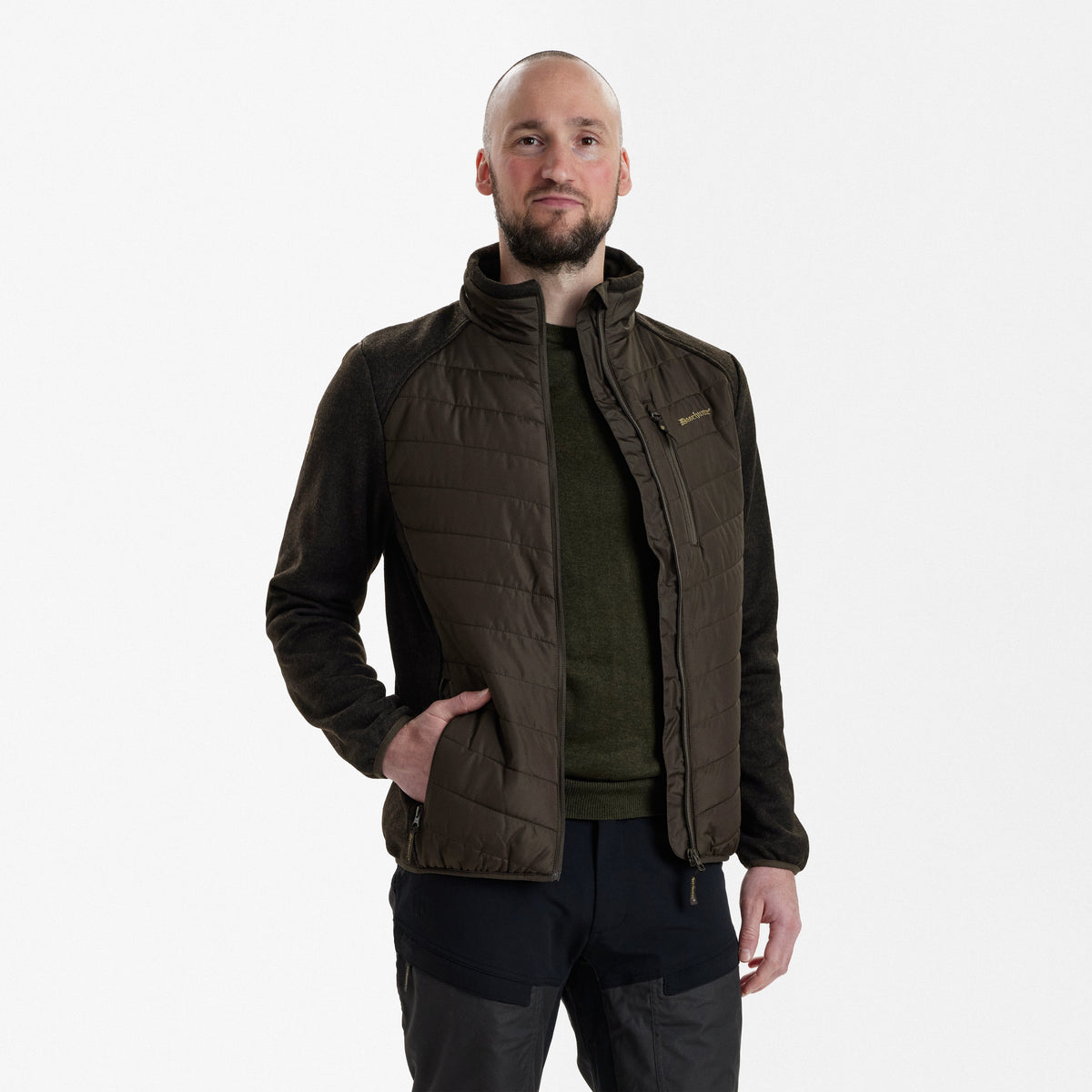 Moor Vadderad Jacka med stickning Brun - Deerhunter