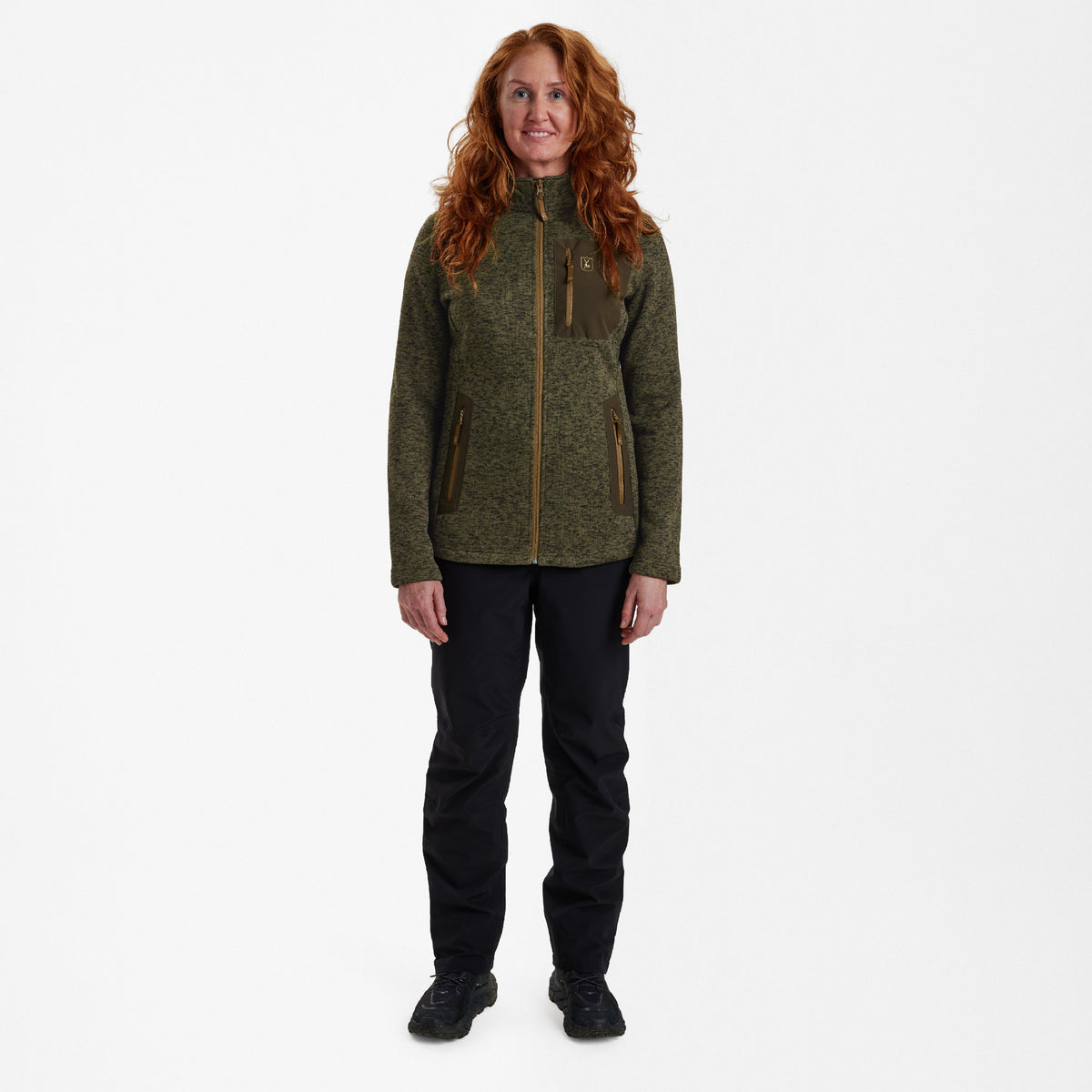 Lady Sarek stickad jacka oliv - Deerhunter