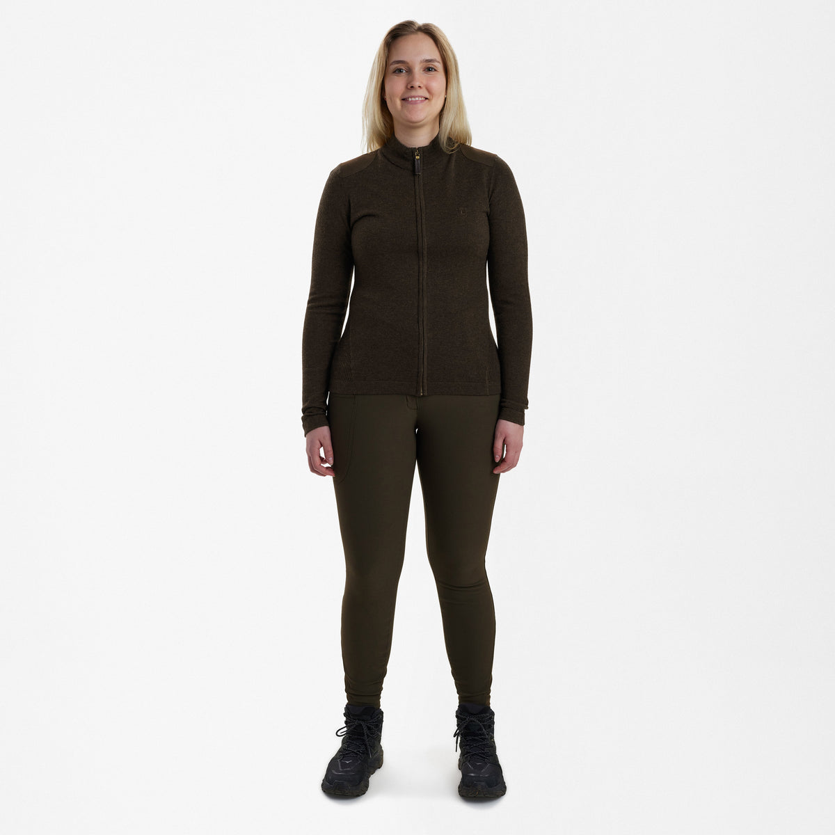 Lady Darlington Stickad Cardigan Mörk Elm - Deerhunter