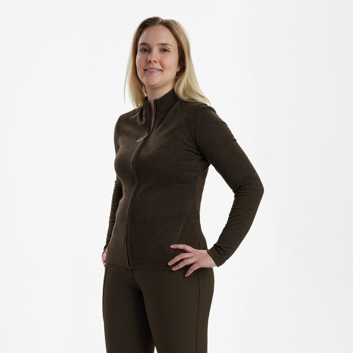 Lady Darlington Stickad Cardigan Mörk Elm - Deerhunter