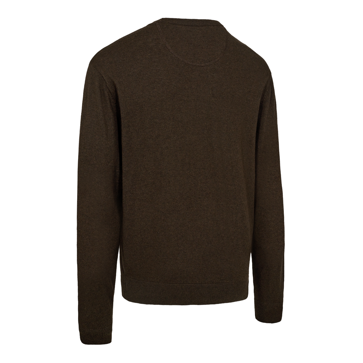 Harrington Stickad tröja med rund hals - Brown Melange – Deerhunter