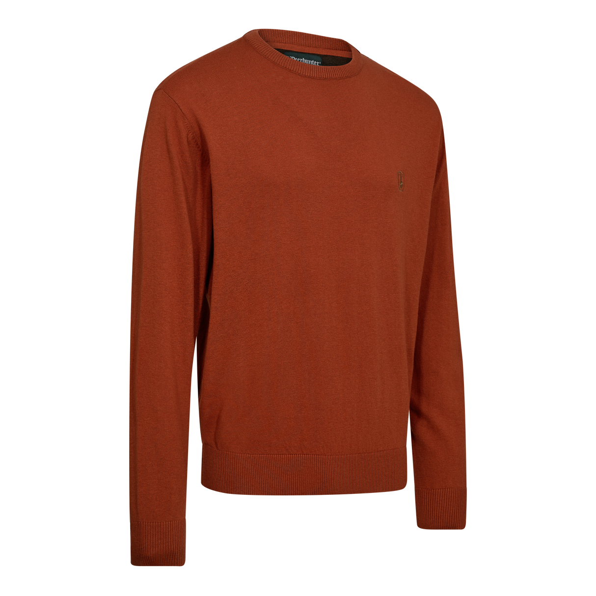 Harrington Stickad tröja med rund hals - Oak Rust Melange – Deerhunter