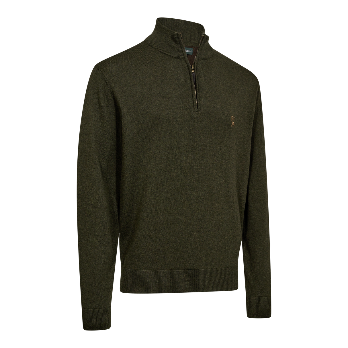 Harrington Stickad tröja med dragkedja i halsen - Forest Ember Melange – Deerhunter