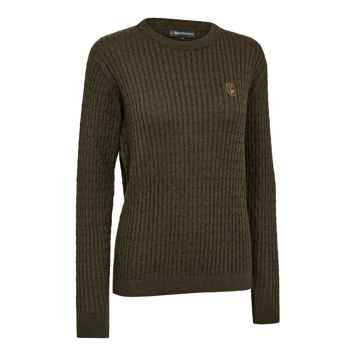 Lady Harrington Kabelstickad Tröja - Forest Ember Melange – Deerhunter