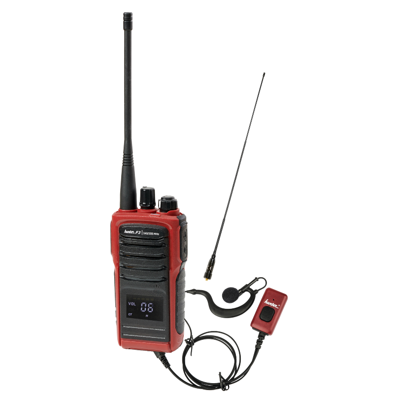 F3 jaktradio inkl. skogsantenn och mini-headset - Hunter