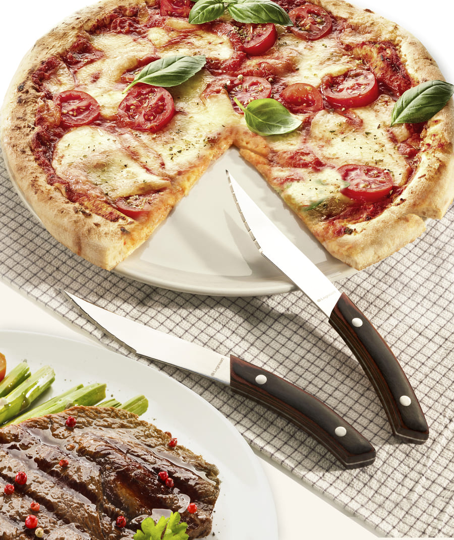 Pizza- och stekknivset 4 st mörka handtag - Legnoart NAPOLI