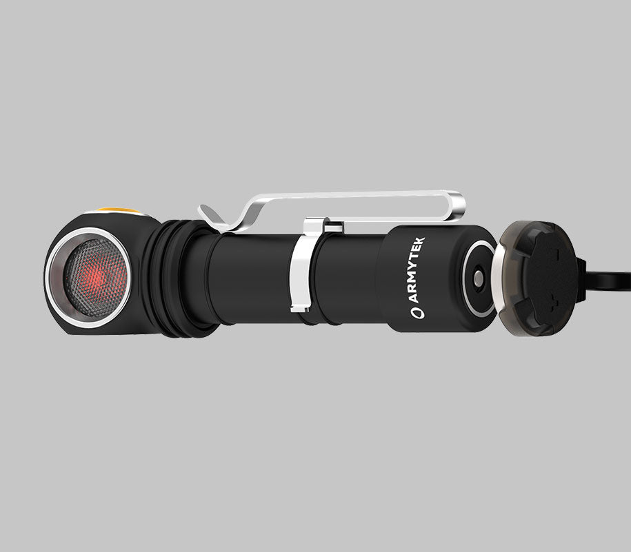 Wizard C2 WR Magnet USB / Vit & Röd / 1100 lm & 230 lm / TIR 70°:120° / 1x18650 (incl.) - Armytek