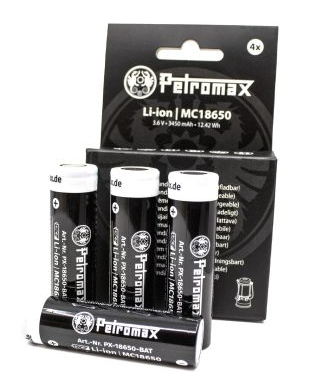 Uppladdningsbara Li-ion-batterier 18650 (4-pack) – Petromax