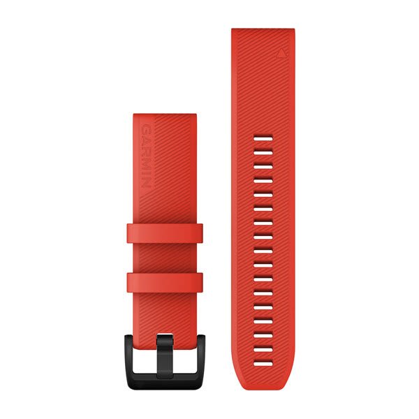 QuickFit® 22 klockarmband, Laser Red, Svart hardware i rostfritt stål – Garmin