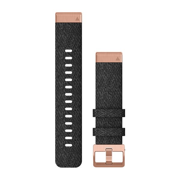 QuickFit® 20 Klockarmband Svartmelerad Nylon Roséguld Hardware – Garmin
