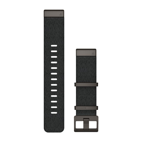 QuickFit® 22 klockarmband, Jacquardvävt nylonarmband – Svartmelerad – Garmin