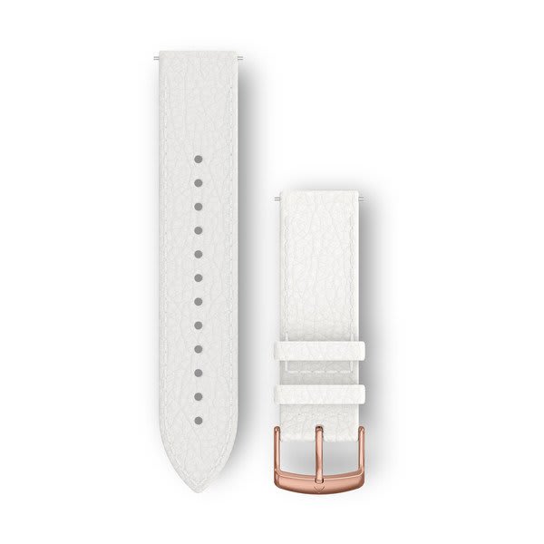 Quick Release-Remmar (20 mm), Vitt Italienskt Läder, 18K Roséguld PVD-Hårdvara – Garmin