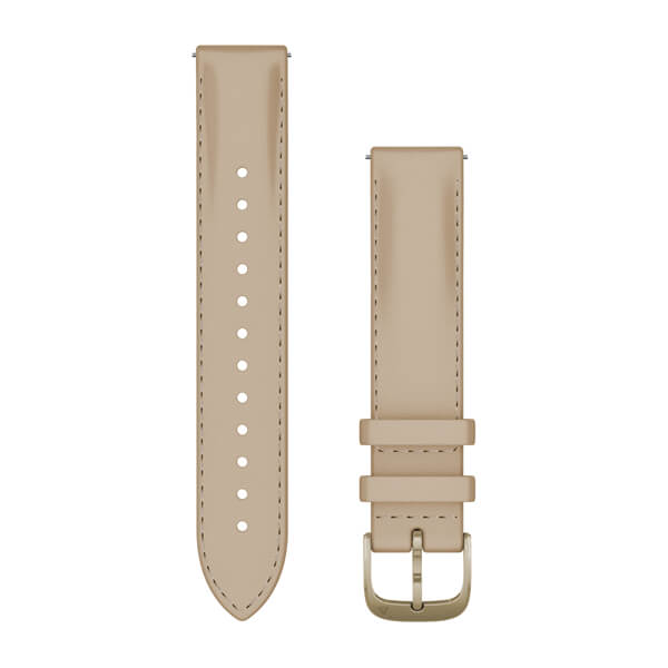 Quick Release-remmar (18 mm) Ljust Sand Läder Cream Gold-hårdvara – Garmin