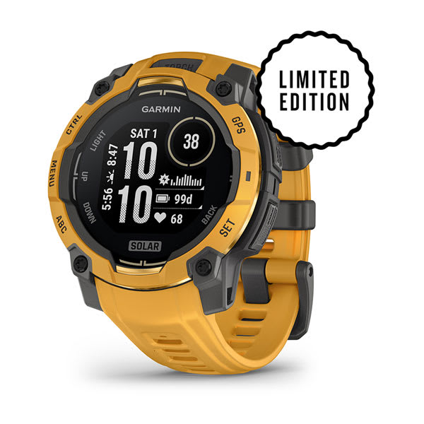 Instinct® 3 – 45 mm, Solar, Sunburst med Sunburst/Grå rem – Garmin