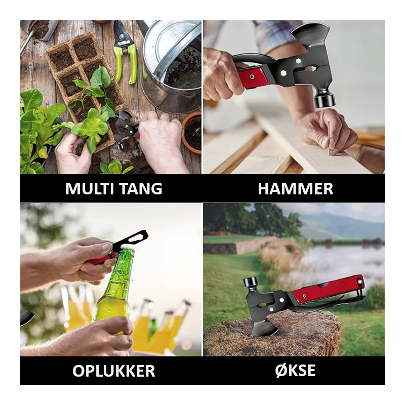 GLOBUZ - Multiverktyg med Yxa & Hammare 16-i-1