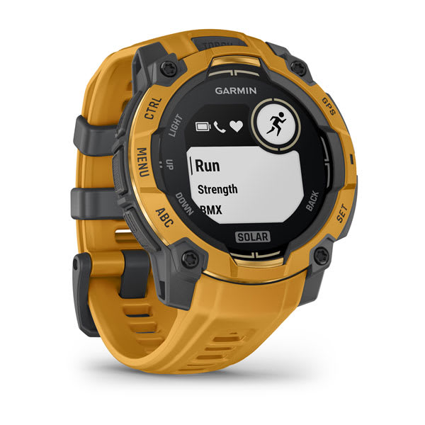 Instinct® 3 – 45 mm, Solar, Sunburst med Sunburst/Grå rem – Garmin