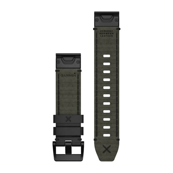 QuickFit® 22 Klockarmband, Äkta Horween® Läderarmband – Svart – Garmin
