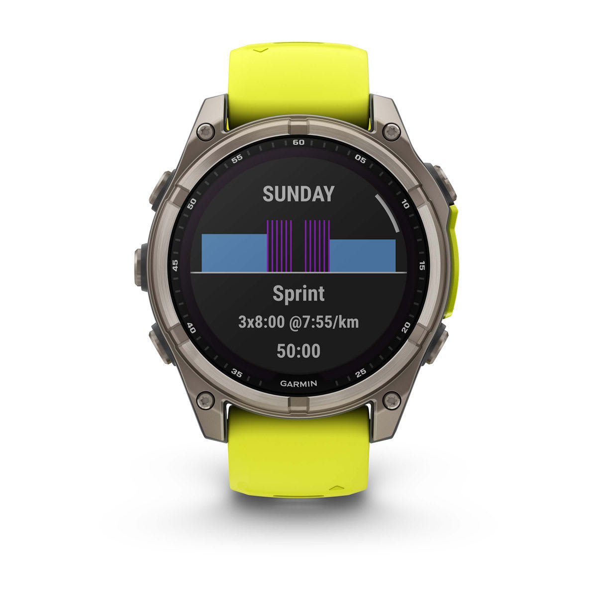 fēnix® 8 – 47 mm, Solar, Sapphire, Titanium med Amp Yellow/Graphite silikonarmband – Garmin