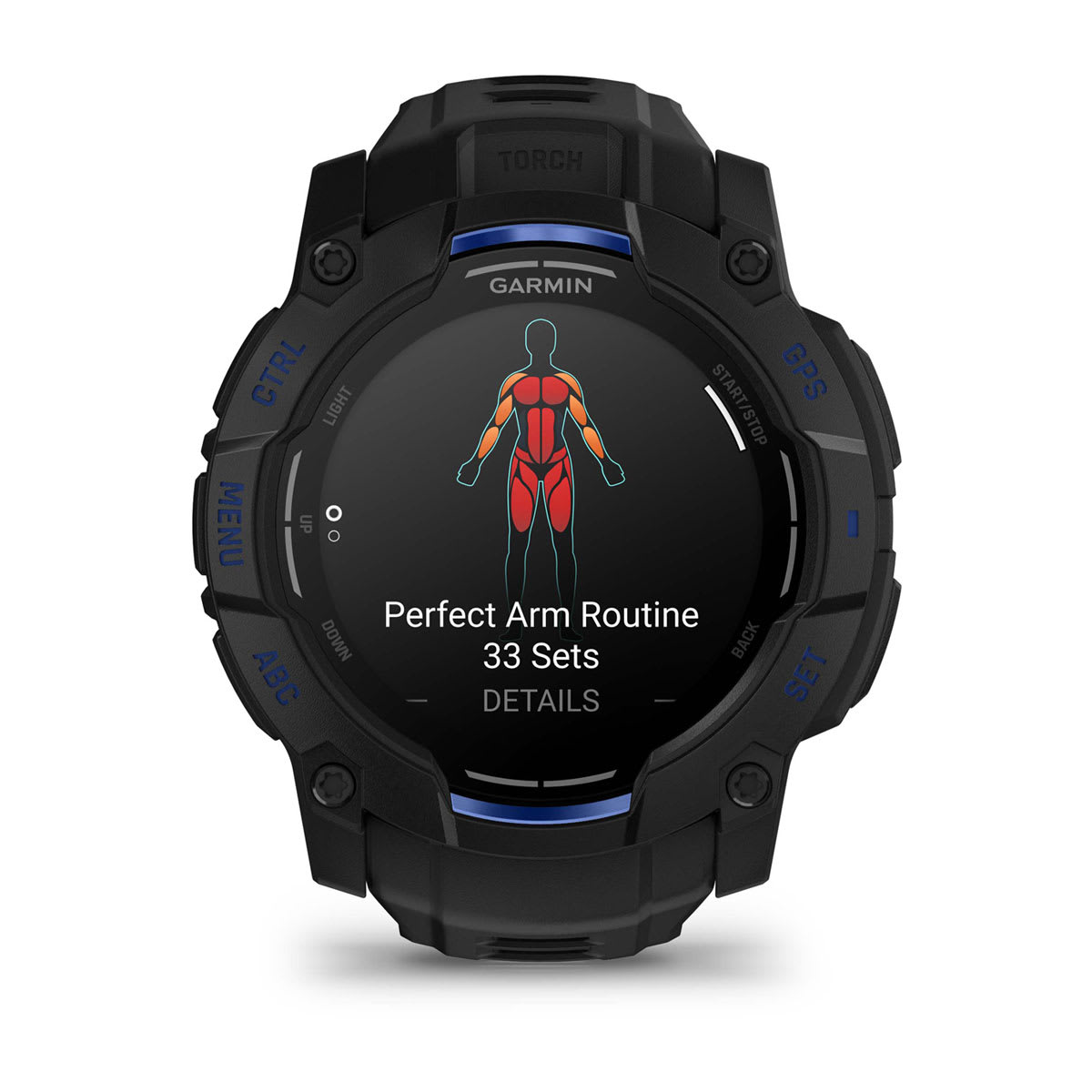Instinct® 3 – 50 mm, AMOLED, Svart med Svart/Bolt Blue rem – Garmin