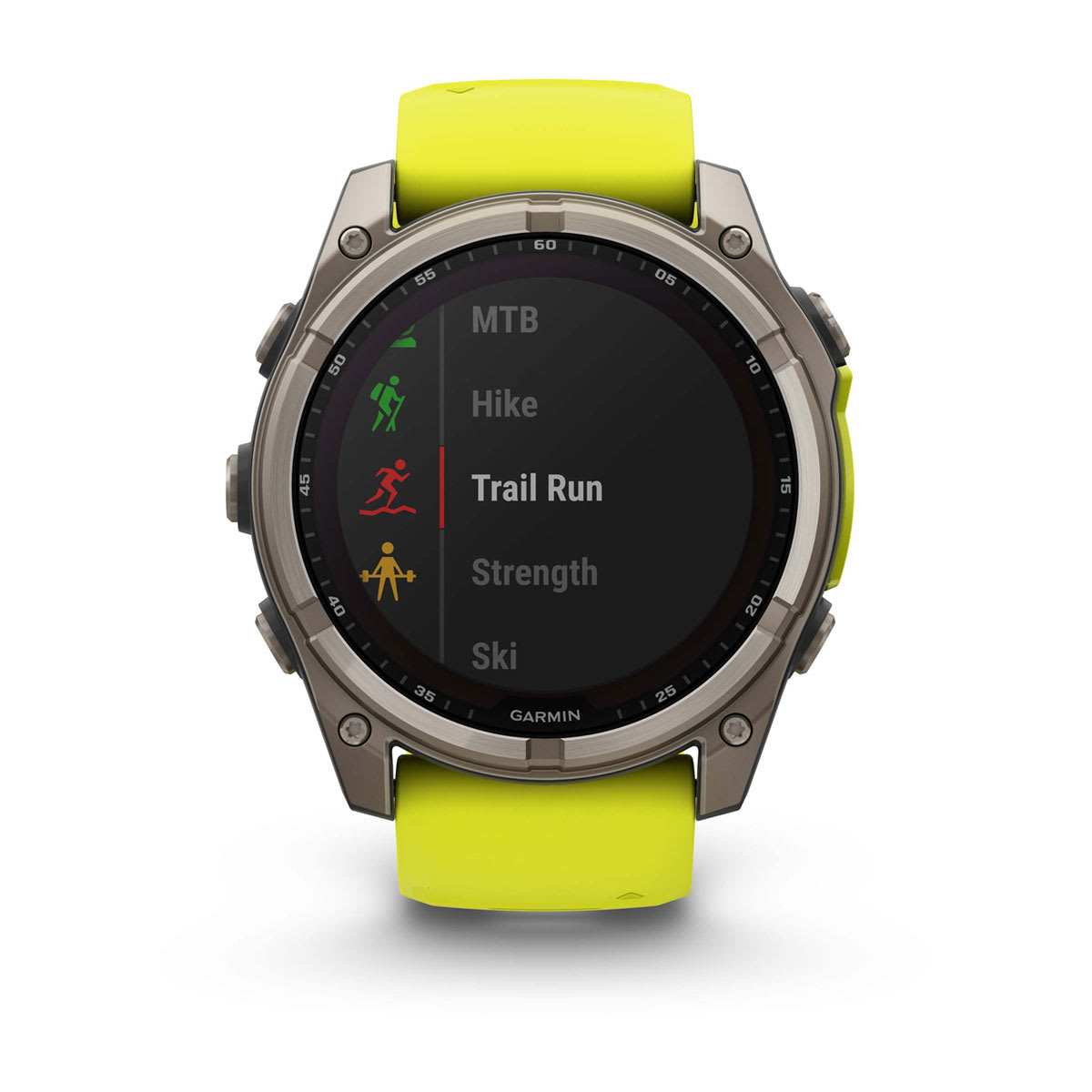 fēnix® 8 – 51 mm, Solar, Sapphire, Titanium med Amp Yellow/Graphite silikonrem – Garmin