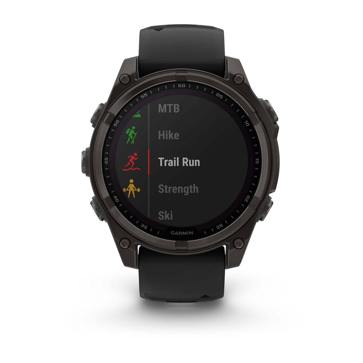 fēnix® 8 – 47 mm, Solar, Sapphire, Carbon Grey DLC-titanium med Svart/Pebble Grey silikonrem – Garmin