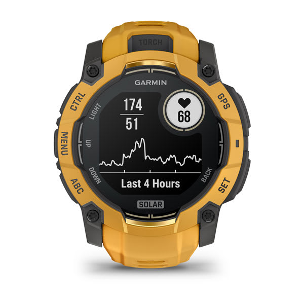 Instinct® 3 – 50 mm, Solar, Sunburst med Sunburst/Grey rem – Garmin