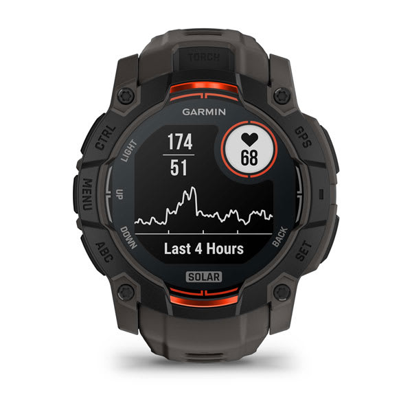 Instinct® 3 – 50 mm, Solar, Svart med Charcoal Rem – Garmin