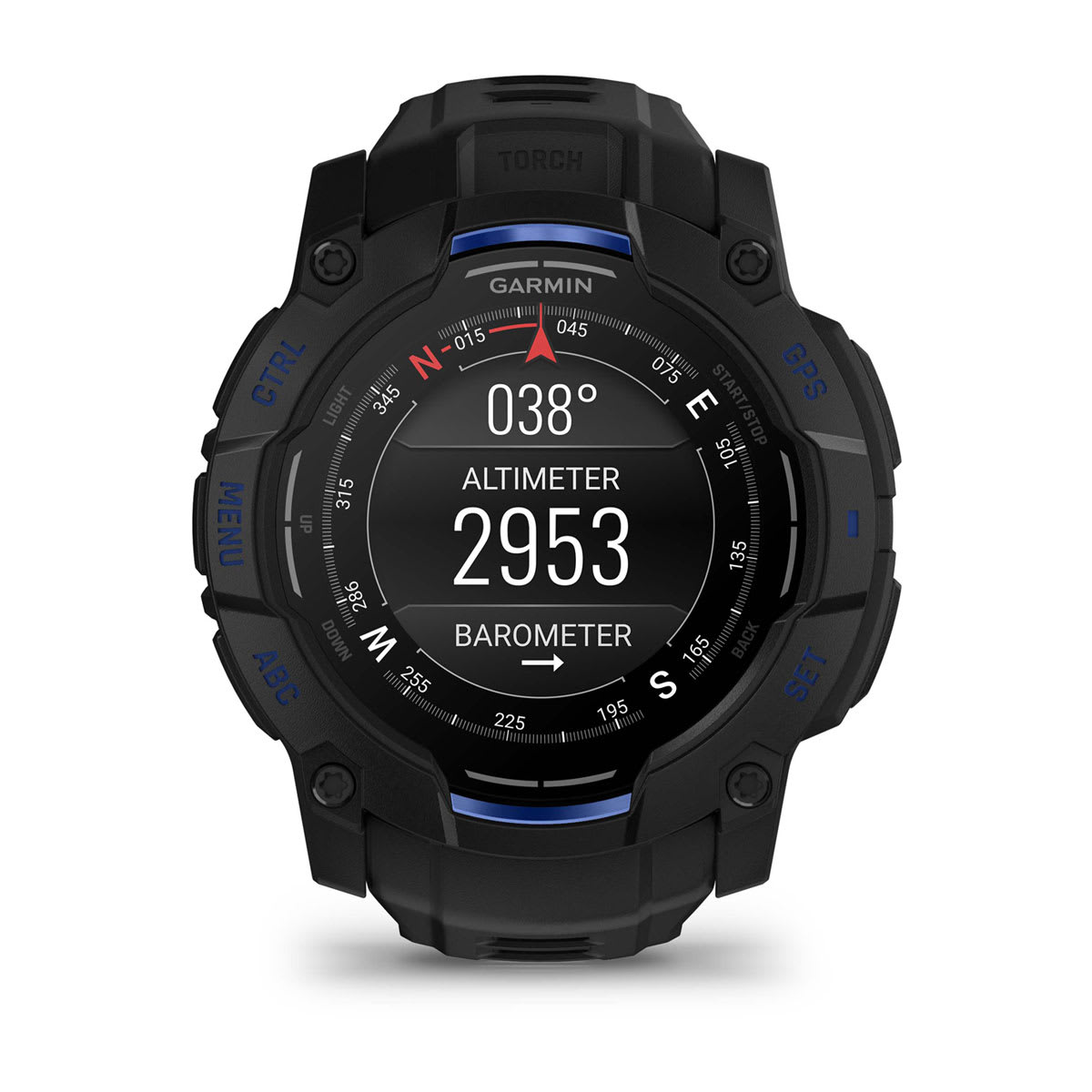 Instinct® 3 – 50 mm, AMOLED, Svart med Svart/Bolt Blue rem – Garmin