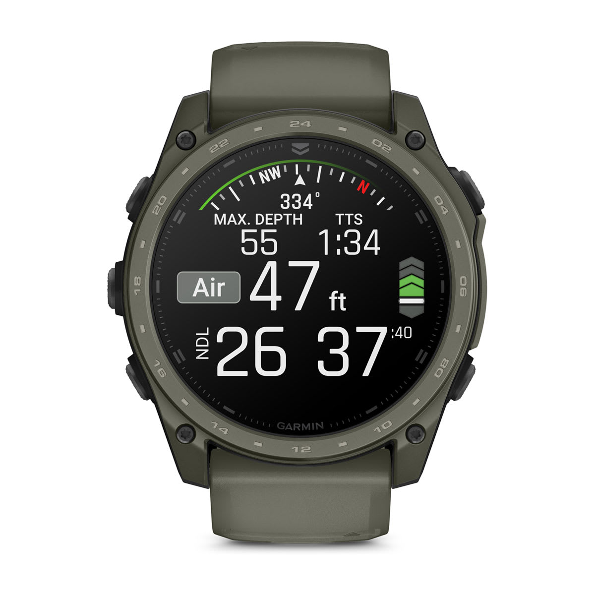 tactix® 8 – 51 mm, AMOLED, Cerakote®-beläggning, Inklusive Applied Ballistics Ultralight™ Solver och Olive Cerakote®-beläggning – Garmin