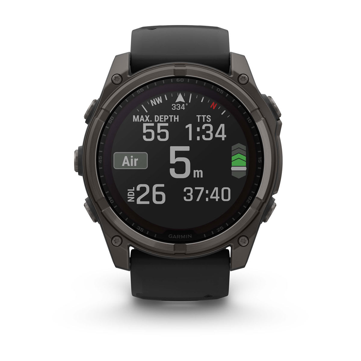 fēnix® 8 – 51 mm, Solar, Sapphire, Carbon Grey DLC-titanium med Svart/Pebble Grey silikonarmband – Garmin