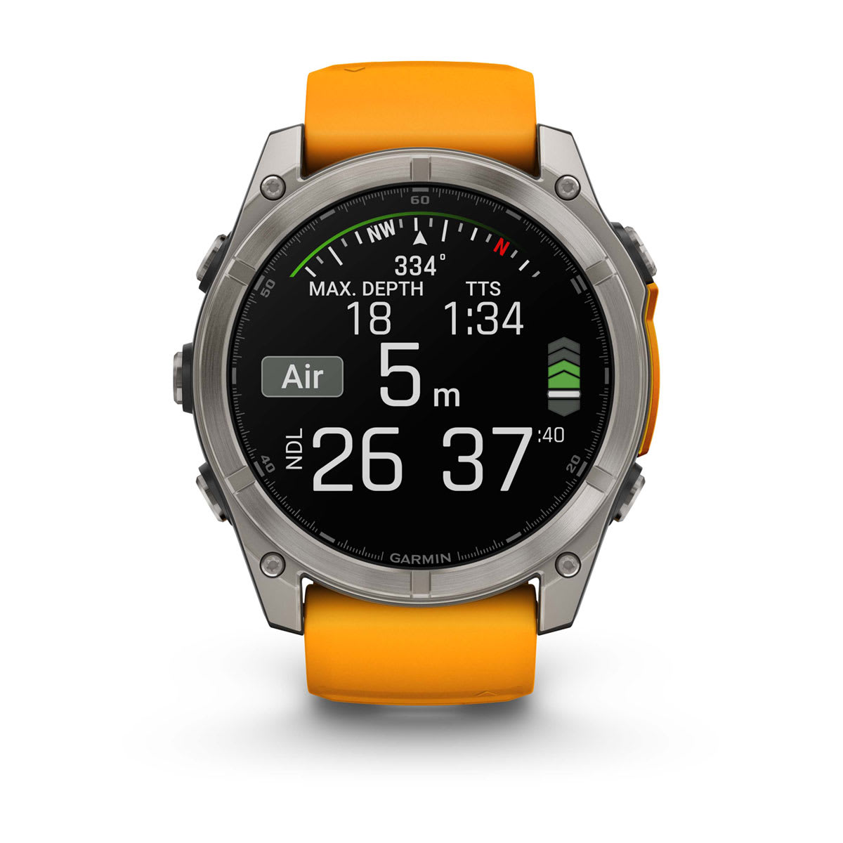 fēnix® 8 – 51 mm, AMOLED, Sapphire, Titanium med Spark Orange/Graphite silikonarmband – Garmin