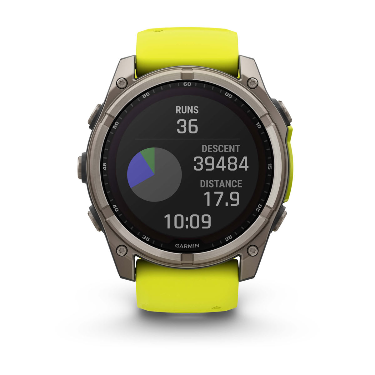fēnix® 8 – 51 mm, Solar, Sapphire, Titanium med Amp Yellow/Graphite silikonrem – Garmin