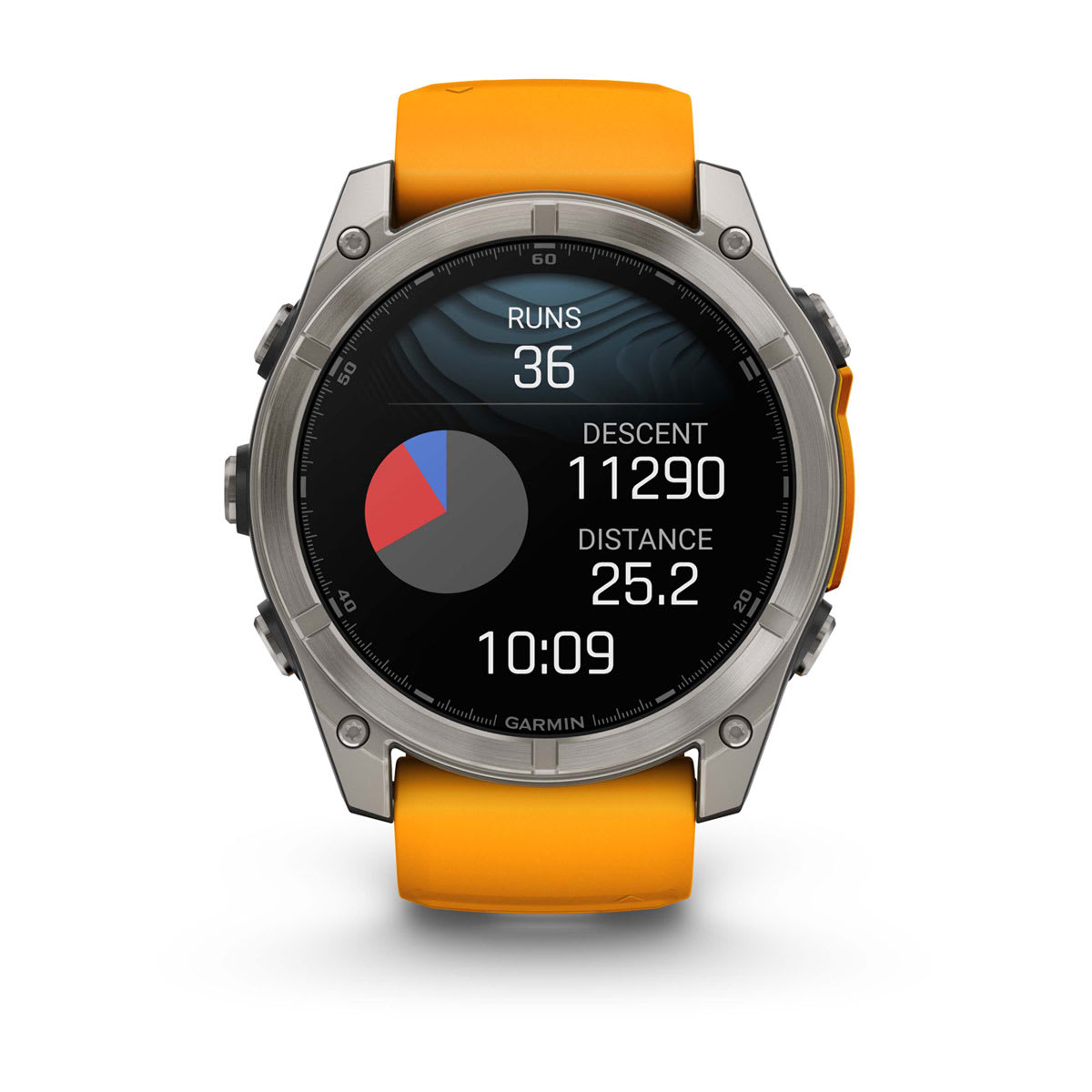 fēnix® 8 – 51 mm, AMOLED, Sapphire, Titanium med Spark Orange/Graphite silikonarmband – Garmin