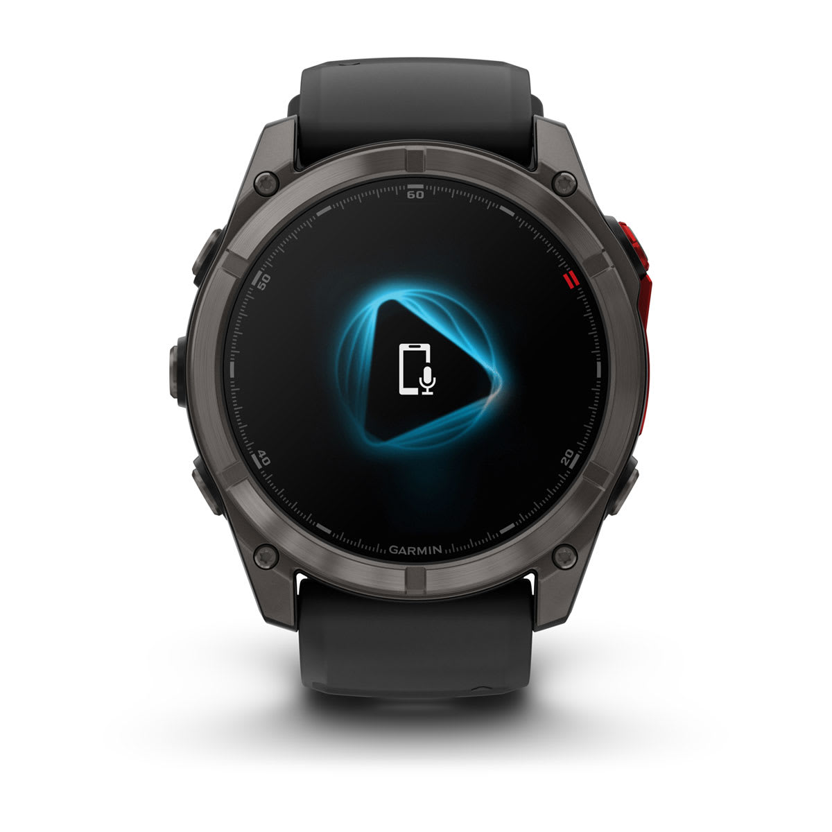 fēnix® 8 Pro – 51 mm, MicroLED, Sapphire, Carbon Grey DLC-titanium med Svart/Pebble Grey silikonarmband – Garmin