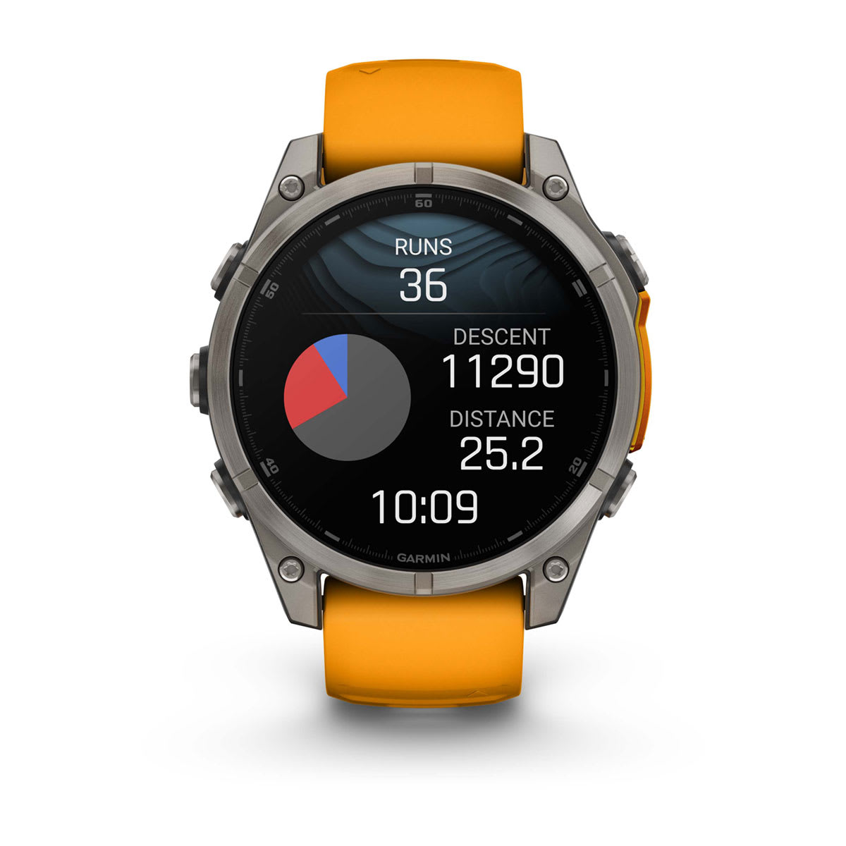 fēnix® 8 – 47 mm, AMOLED, Sapphire, Titanium med Spark Orange/Graphite silikonarmband – Garmin
