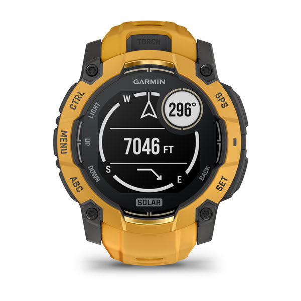 Instinct® 3 – 50 mm, Solar, Sunburst med Sunburst/Grey rem – Garmin