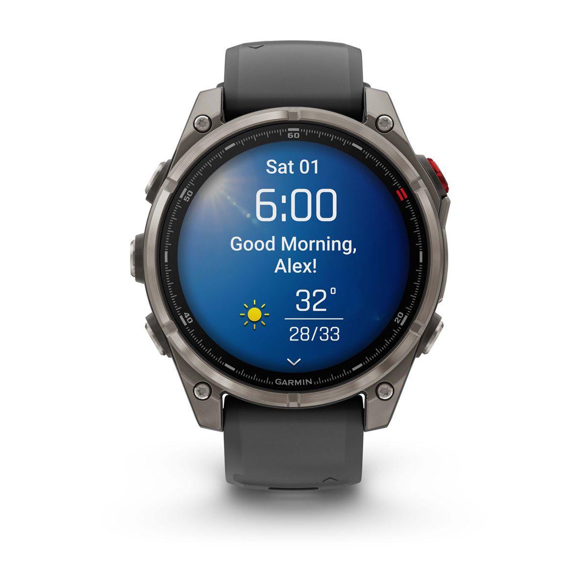 fēnix® 8 Pro – 47 mm, AMOLED, Sapphire, titan med silikonarmband i Graphite/Svart – Garmin