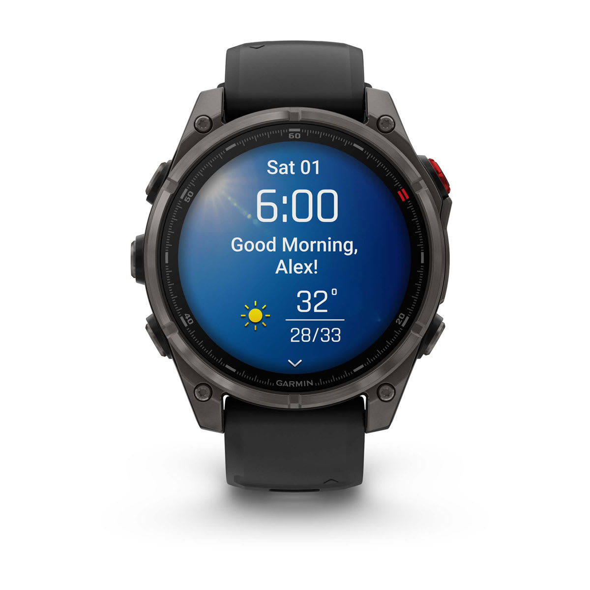 fēnix® 8 Pro – 47 mm, AMOLED, Sapphire, Carbon Grey DLC-titanium med Svart/Pebble Grey silikonarmband – Garmin