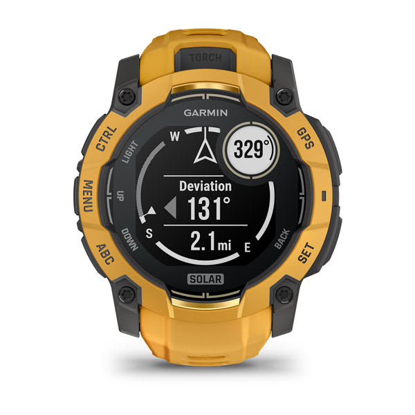 Instinct® 3 – 50 mm, Solar, Sunburst med Sunburst/Grey rem – Garmin