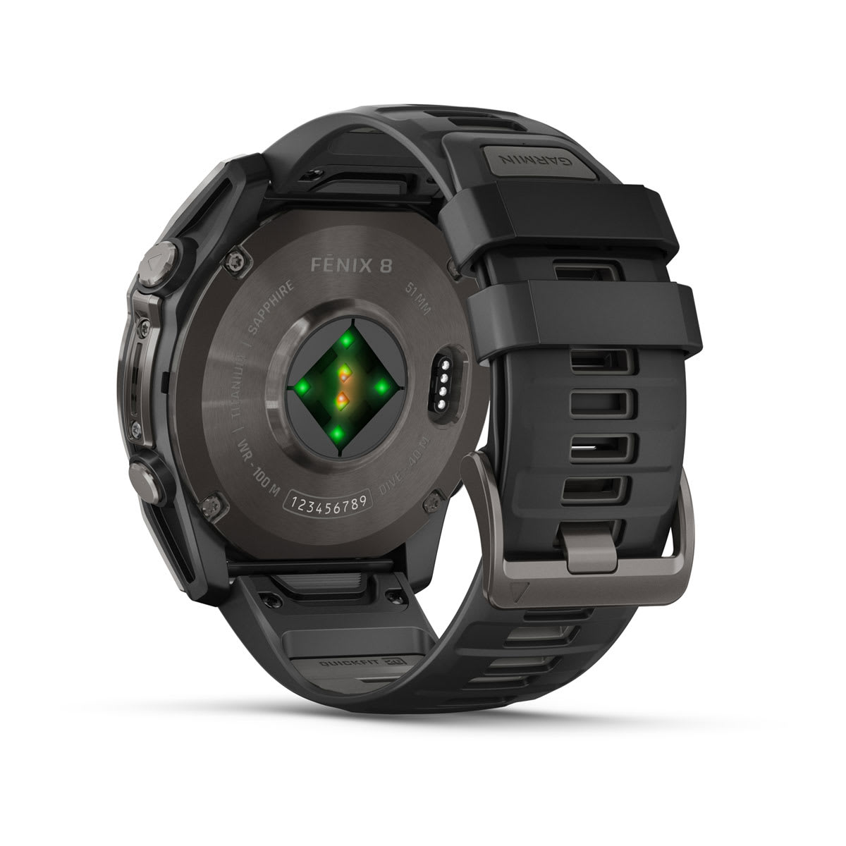 fēnix® 8 – 51 mm, AMOLED, Sapphire, Carbon Grey DLC med Svart/Pebble Grey silikonarmband – Garmin