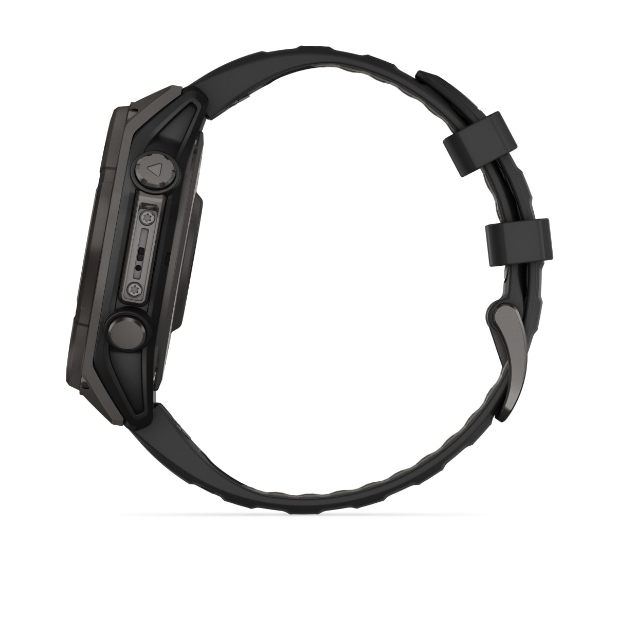 fēnix® 8 – 47 mm, Solar, Sapphire, Carbon Grey DLC-titanium med Svart/Pebble Grey silikonrem – Garmin